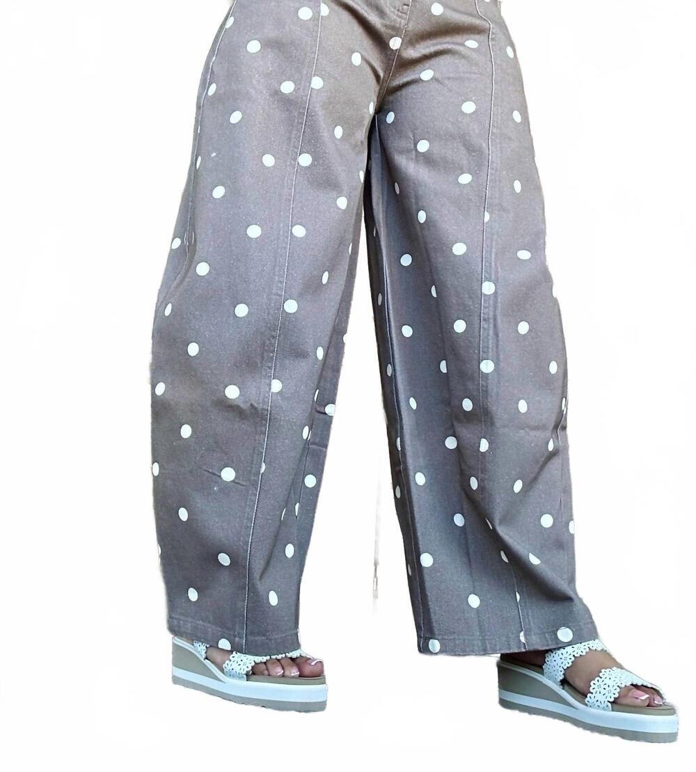 NEW PEACH LOVE polka dot gypsy fit pants in brown